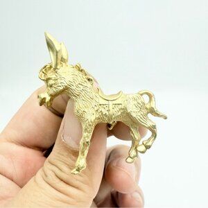 Vintage Textured Matte Gold Tone Donkey with Saddle Brooch